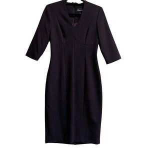 Sandra Angelozzi 3/4 sleeve v neck midi bodycon dress Sz 34